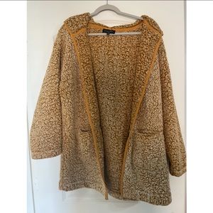 Fuzzy mustard/burnt orange cardigan